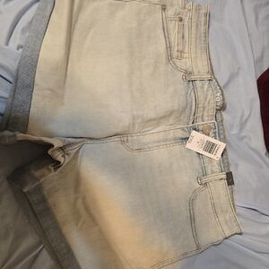 Torrid Light Blue High-Rise Rolled Cuff Denim Shorts